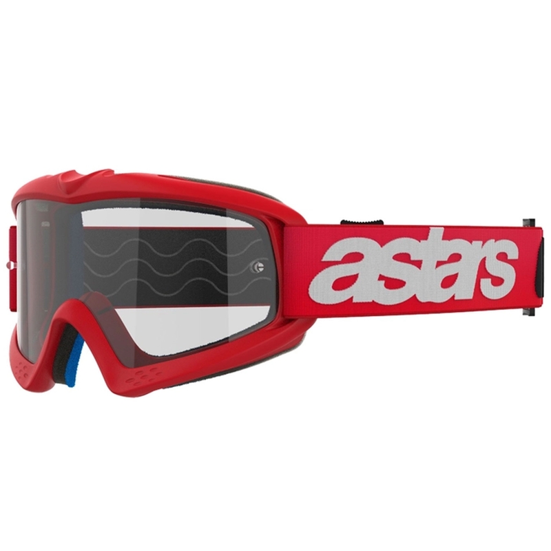 Czerwone gogle motocrossowe Alpinestars Vision Youth Blaze z przezroczystymi soczewkami