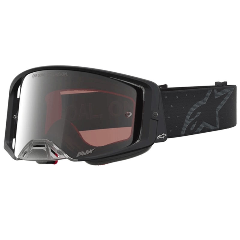 Gogle motocrossowe Alpinestars Supertech Cloak czarne z lustrzanym srebrnym pleksiglasem