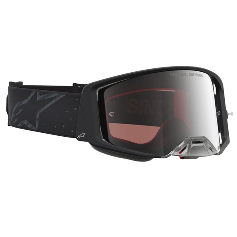 Gogle motocrossowe Alpinestars Supertech Cloak czarne z lustrzanym srebrnym pleksiglasem