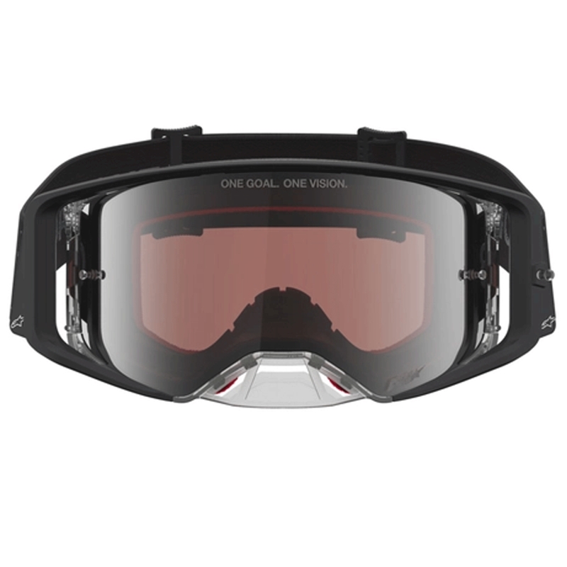 Gogle motocrossowe Alpinestars Supertech Cloak czarne z lustrzanym srebrnym pleksiglasem