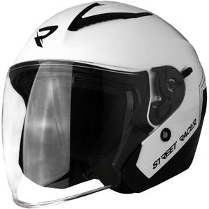 Kask motocyklowy otwarty Street Racer Sonic połyskujący biało-czarny - II gatunek - II. jakość