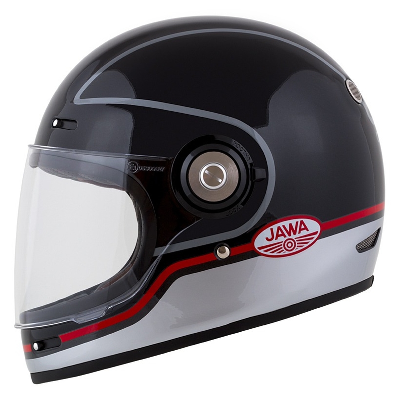 Kask motocyklowy integralny Cassida Fibre Jawa Sport czarno-srebrno-czerwony 2 - II gatunek - II. jakość