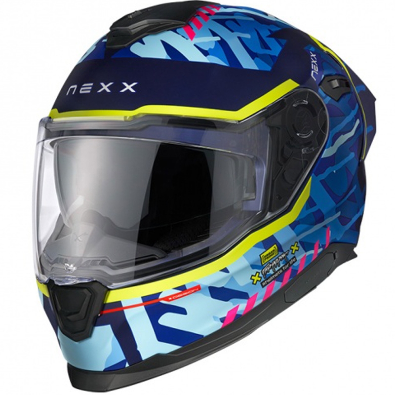 Integralny kask motocyklowy Nexx Y.100R Urbangram ciemnoniebieski wyprzedaż - II. jakość