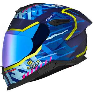 Integralny kask motocyklowy Nexx Y.100R Urbangram ciemnoniebieski wyprzedaż - II. jakość