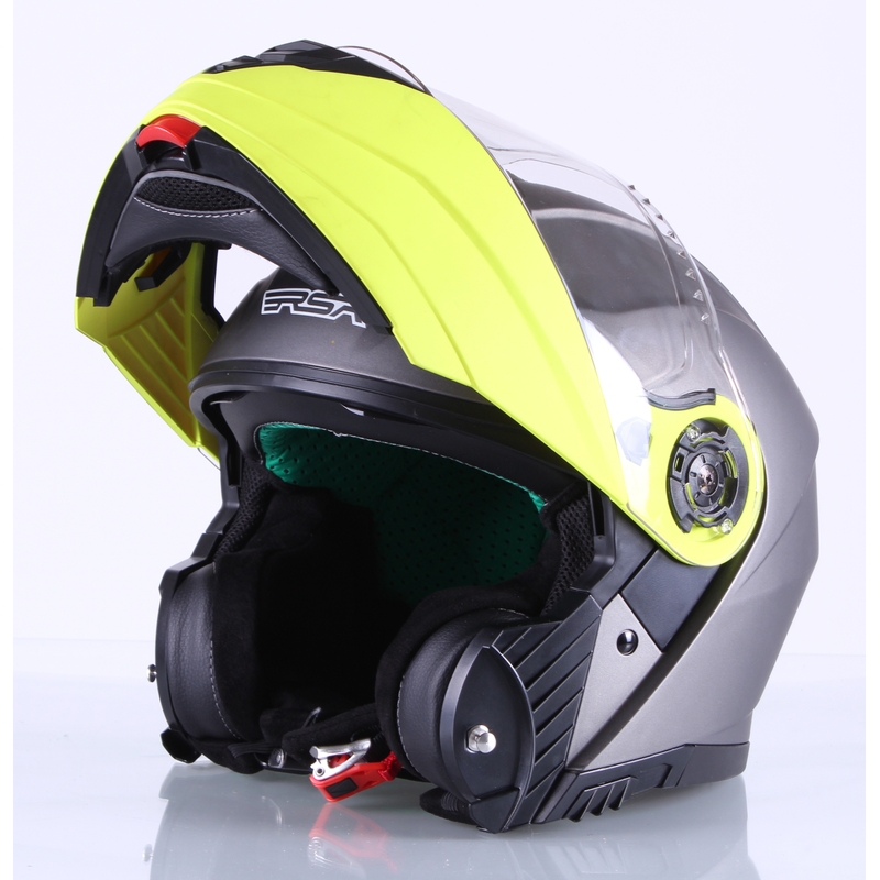 Szczękowy kask motocyklowy RSA Titanos szaro-fluo żółty wyprzedaż