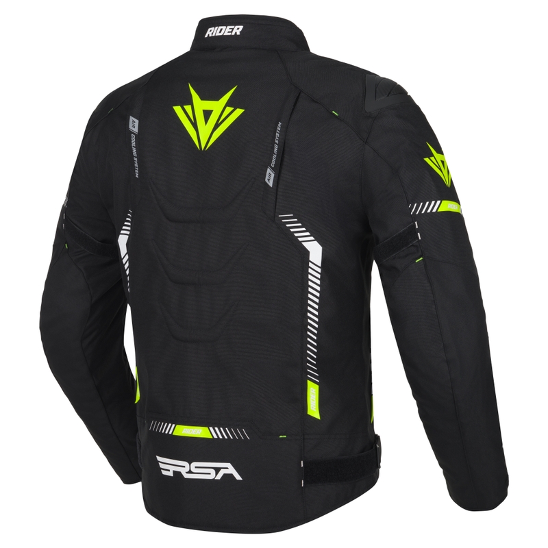 Kurtka motocyklowa RSA Rider czarno-biało-fluo-żółta 2 - II gatunek - II. jakość