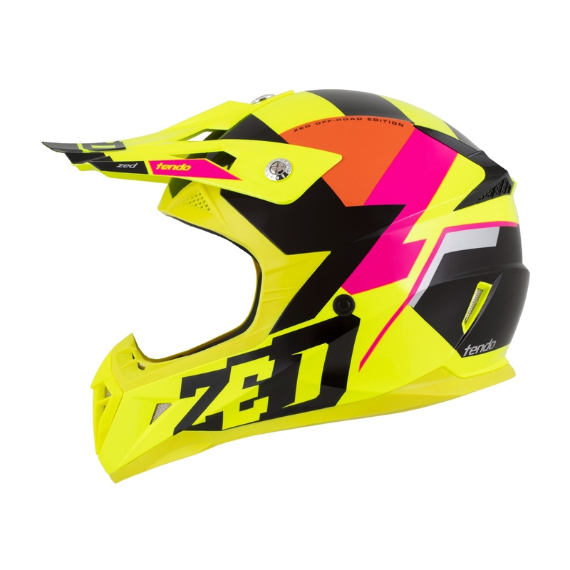 Dziecięcy kask motocrossowy ZED X1.9 Tendo fluo żółto-różowo-pomarańczowo-czarny - II. jakość