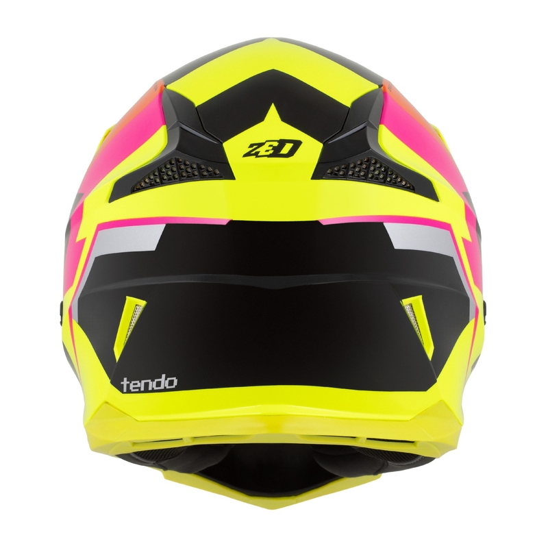 Dziecięcy kask motocrossowy ZED X1.9 Tendo fluo żółto-różowo-pomarańczowo-czarny - II. jakość