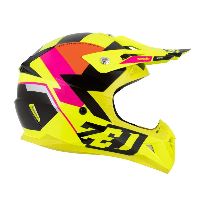 Dziecięcy kask motocrossowy ZED X1.9 Tendo fluo żółto-różowo-pomarańczowo-czarny - II. jakość