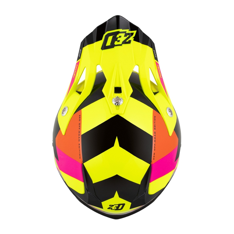 Dziecięcy kask motocrossowy ZED X1.9 Tendo fluo żółto-różowo-pomarańczowo-czarny - II. jakość