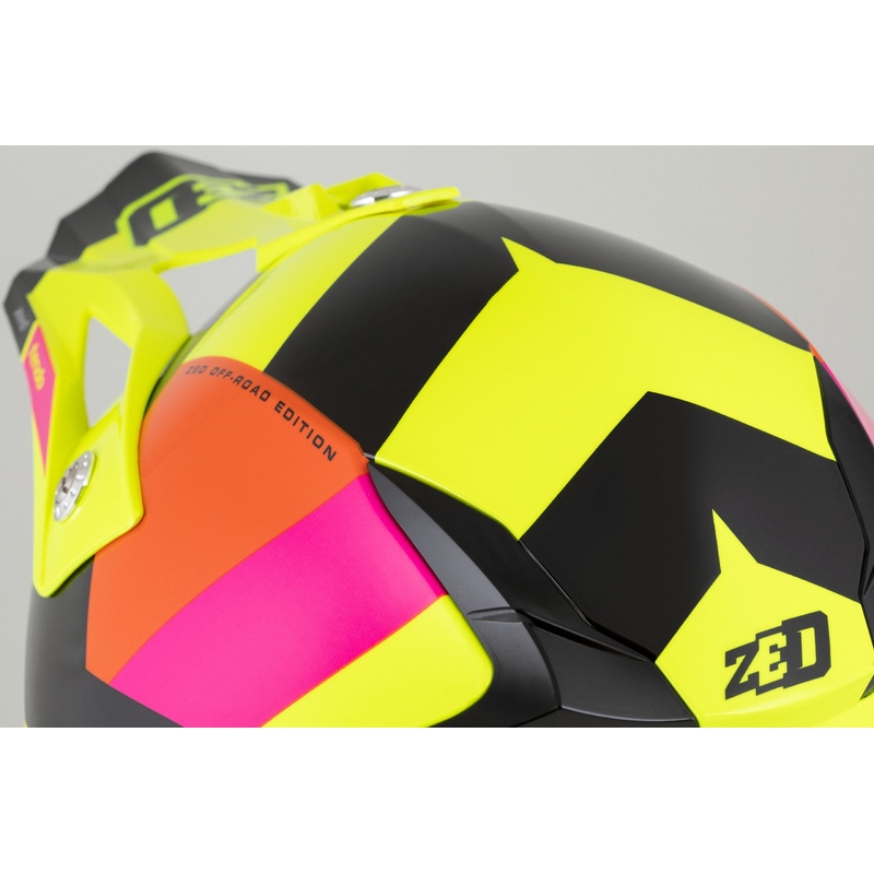 Dziecięcy kask motocrossowy ZED X1.9 Tendo fluo żółto-różowo-pomarańczowo-czarny - II. jakość