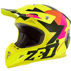 Dziecięcy kask motocrossowy ZED X1.9 Tendo fluo żółto-różowo-pomarańczowo-czarny - II. jakość