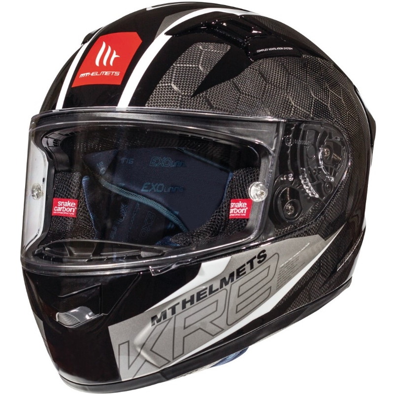 Integralny kask motocyklowy MT Kre Snake Carbon 2.0 czarno biały wyprzedaż
