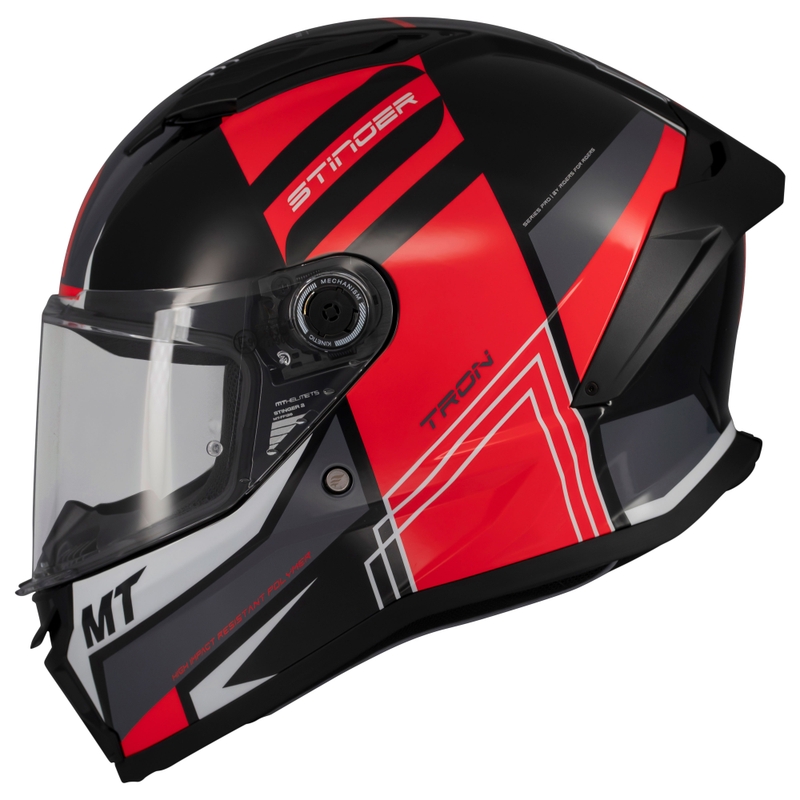 Kask motocyklowy integralny MT Stinger 2 Tron czarno-czerwono-szary - II. jakość