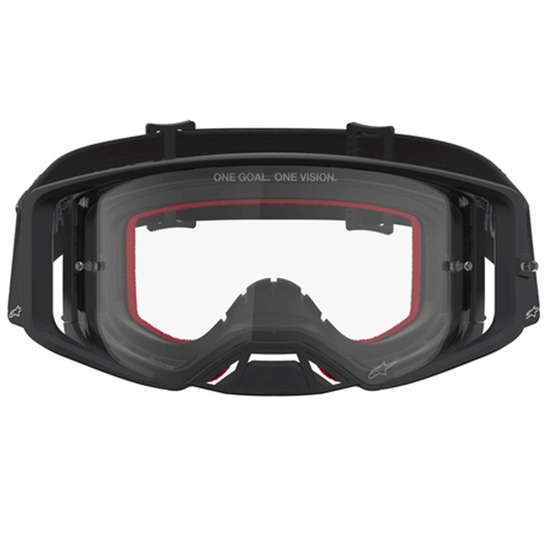 Gogle motocrossowe Alpinestars Supertech Vesta czarno-srebrne z przezroczystym pleksiglasem