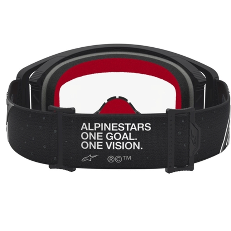 Gogle motocrossowe Alpinestars Supertech Vesta czarno-srebrne z przezroczystym pleksiglasem