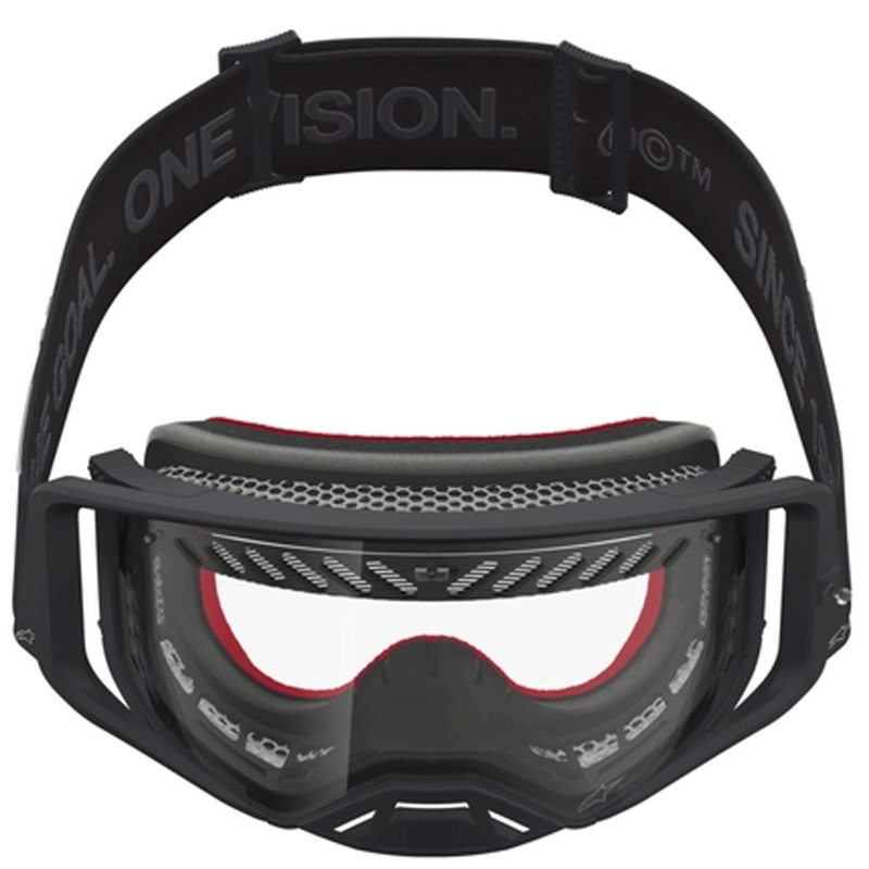 Gogle motocrossowe Alpinestars Supertech Vesta czarno-srebrne z przezroczystym pleksiglasem