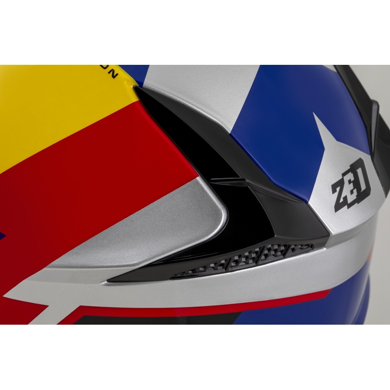 Kask motocrossowy ZED X1.9 Tendo perłowy niebiesko-czerwono-żółto-srebrny - II. jakość