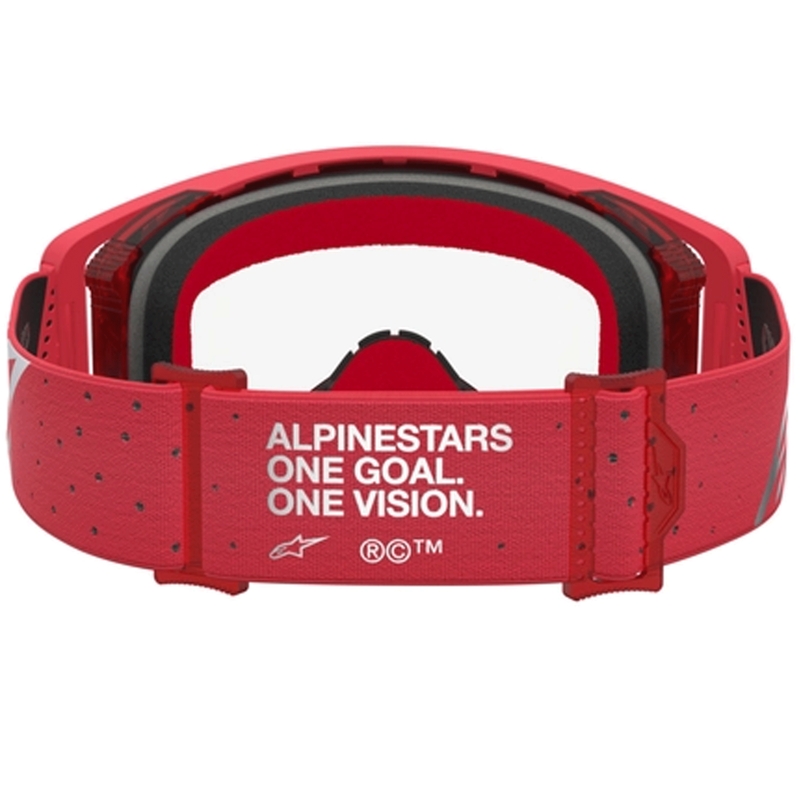Gogle motocrossowe Alpinestars Supertech Vesta fluo red-chrome (przezroczyste pleksi)