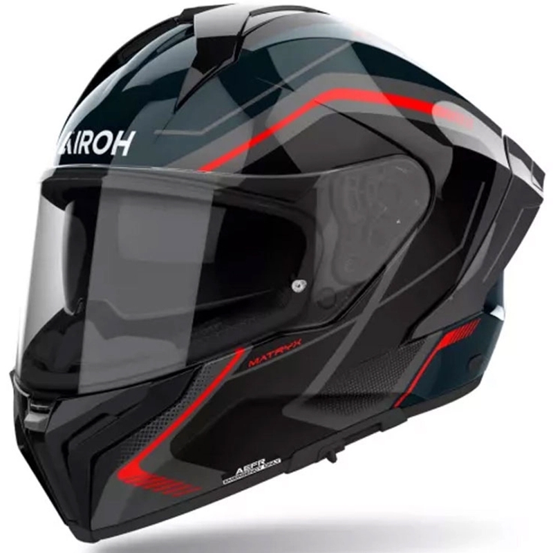 Kask motocyklowy Airoh MATRYX Wide full face czarno-szaro-czerwony