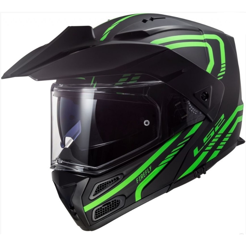 Szczękowy kask motocyklowy LS2 FF324 Metro EVO Firefly czarno-fluo zielony