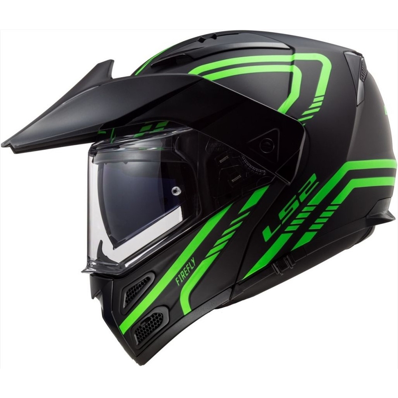 Szczękowy kask motocyklowy LS2 FF324 Metro EVO Firefly czarno-fluo zielony