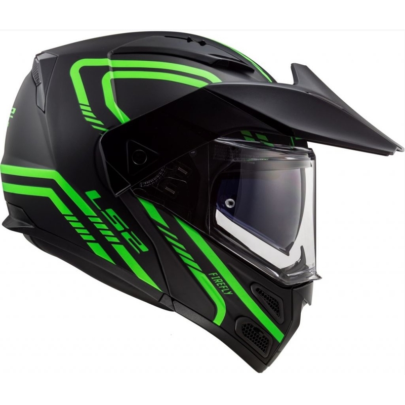 Szczękowy kask motocyklowy LS2 FF324 Metro EVO Firefly czarno-fluo zielony