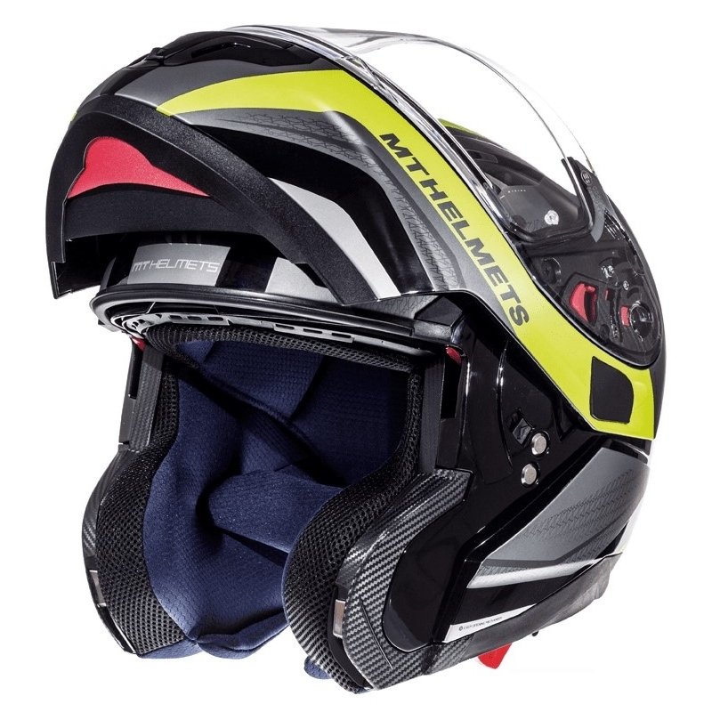 Szczękowy kask motocyklowy MT Atom Tarmac czarny matowy-fluo żółty - II. jakość