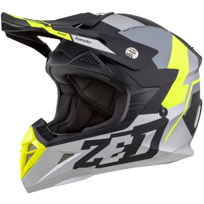 Kask motocrossowy dziecięcy ZED X1.9D TENDO matowy czarny-ciemnoszary-jasnoszary-fluo żółty - II. jakość