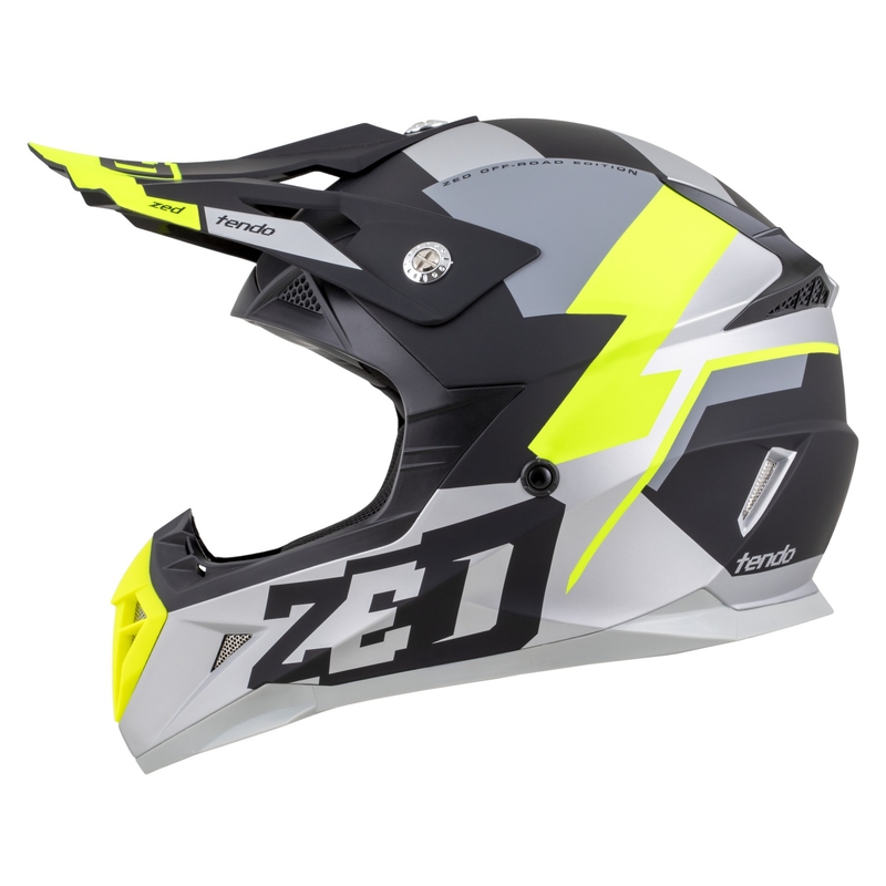 Kask motocrossowy dziecięcy ZED X1.9D TENDO matowy czarny-ciemnoszary-jasnoszary-fluo żółty - II. jakość
