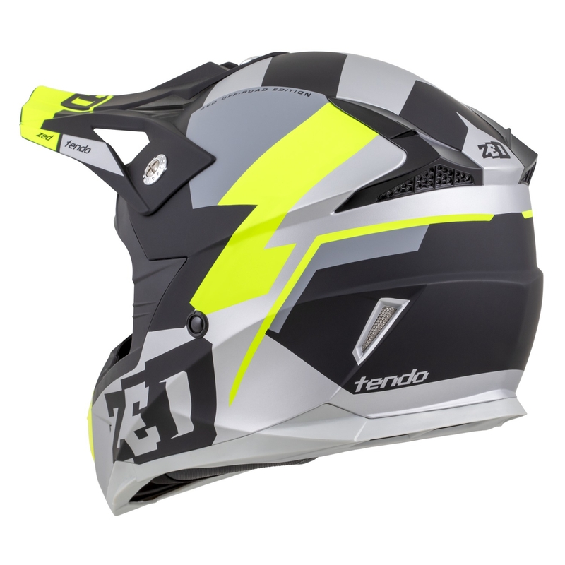 Kask motocrossowy dziecięcy ZED X1.9D TENDO matowy czarny-ciemnoszary-jasnoszary-fluo żółty - II. jakość