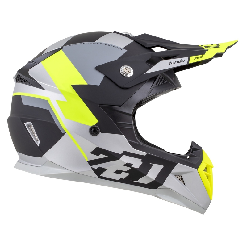 Kask motocrossowy dziecięcy ZED X1.9D TENDO matowy czarny-ciemnoszary-jasnoszary-fluo żółty - II. jakość