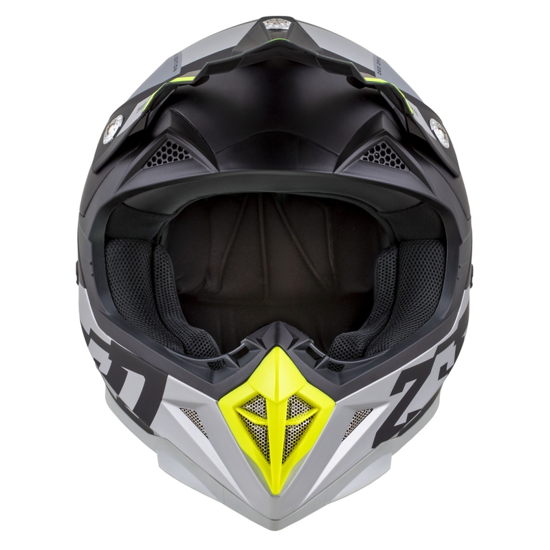 Kask motocrossowy dziecięcy ZED X1.9D TENDO matowy czarny-ciemnoszary-jasnoszary-fluo żółty - II. jakość