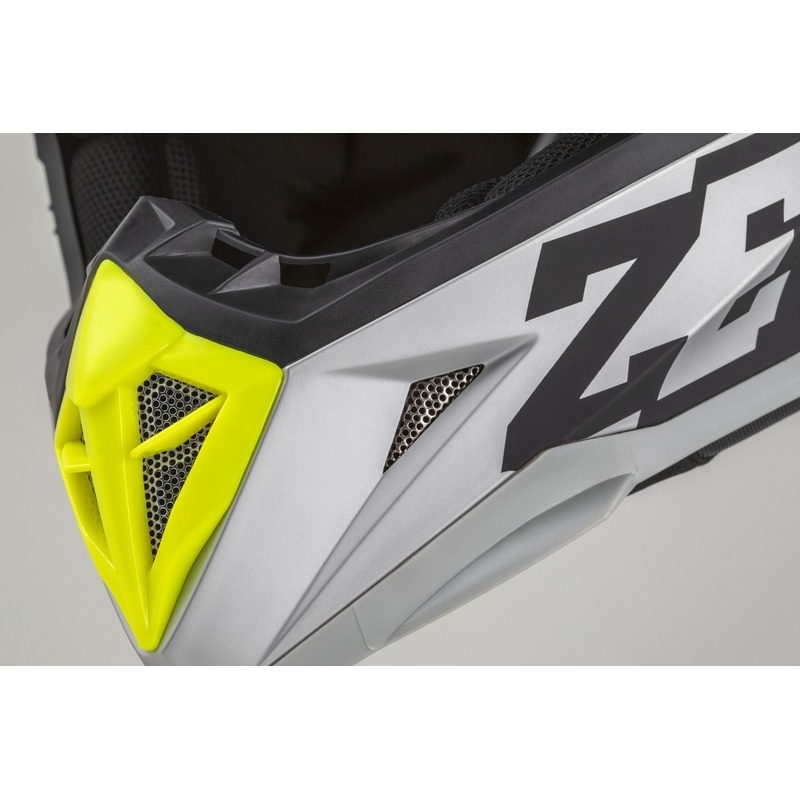 Kask motocrossowy dziecięcy ZED X1.9D TENDO matowy czarny-ciemnoszary-jasnoszary-fluo żółty - II. jakość