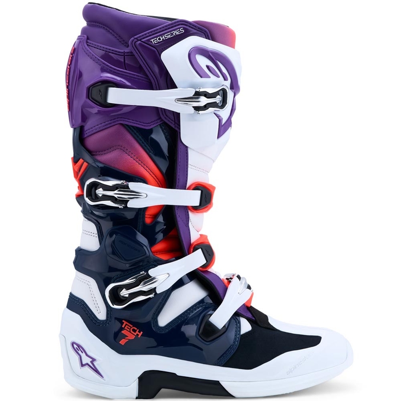 Buty motocrossowe Alpinestars TECH 7 fioletowo-biało-granatowo-fluo-czerwone