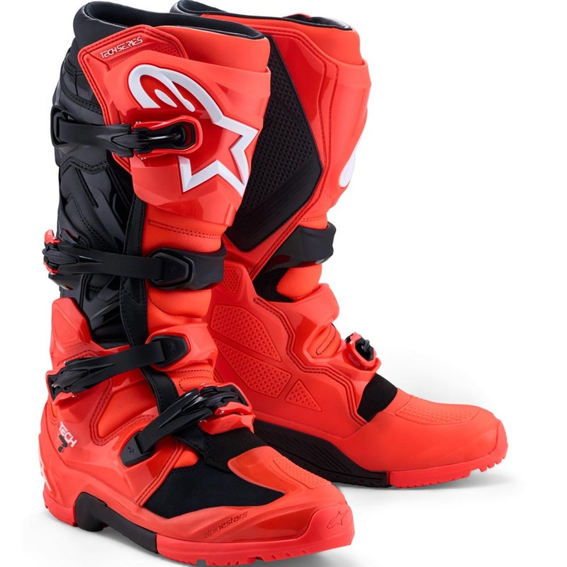 Buty motocyklowe Alpinestars TECH 7 Enduro fluo czerwono-czarne