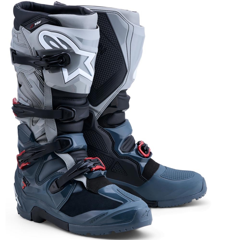 Buty motocyklowe Alpinestars TECH 7 Enduro Drystar w kolorze ciemnoszarym, jasnoszarym i czerwonym