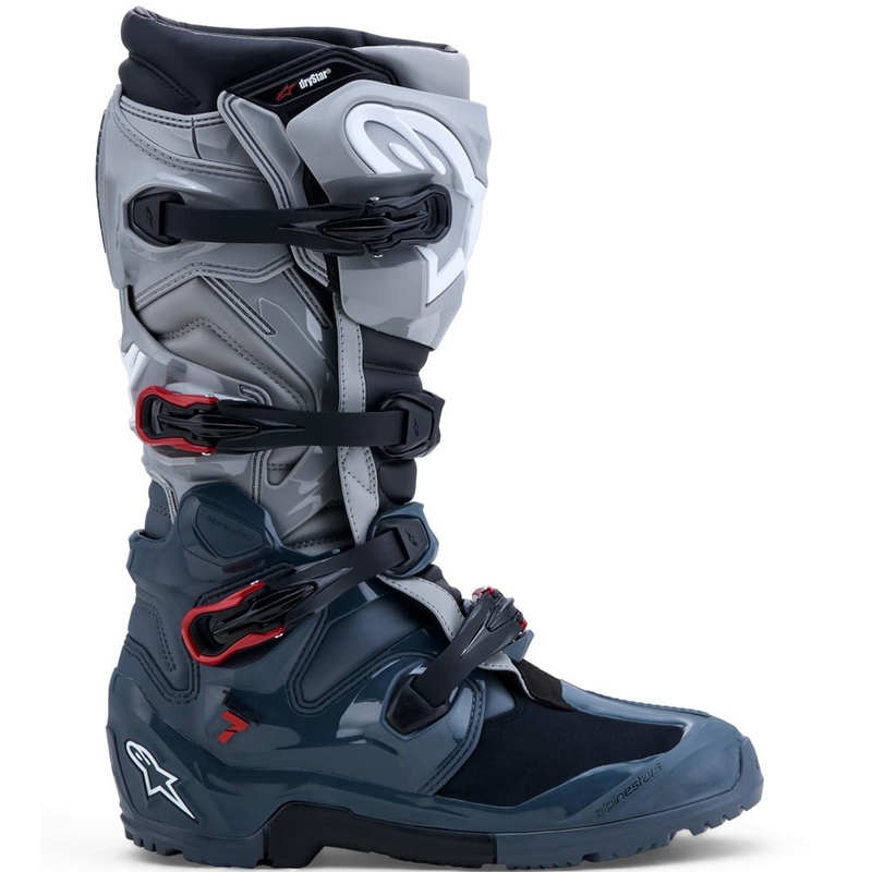 Buty motocyklowe Alpinestars TECH 7 Enduro Drystar w kolorze ciemnoszarym, jasnoszarym i czerwonym