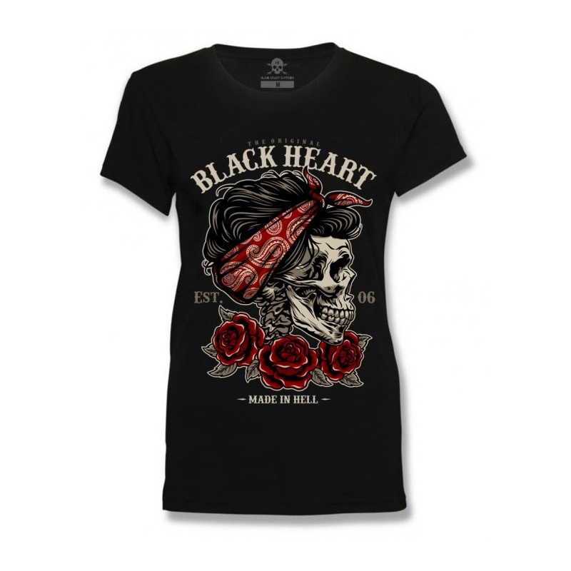 Damska koszulka z czaszką Black Heart Pin Up