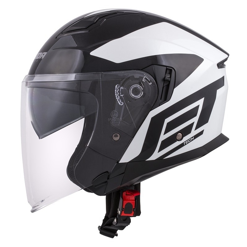 Otwarty kask motocyklowy Cassida Jet Tech Corso czarno-biały