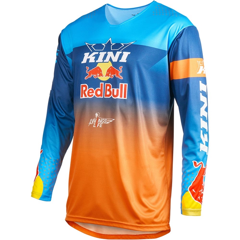 Koszulka motocrossowa KINI Red Bull 1.0 Rallye niebiesko-pomarańczowa