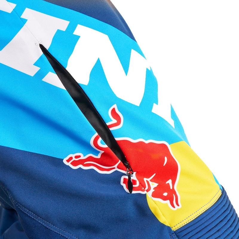 Spodnie motocrossowe KINI Red Bull 1.0 Rallye niebiesko-pomarańczowe