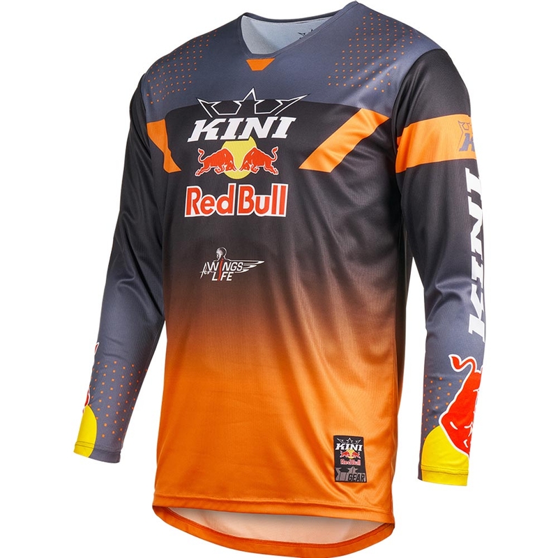 Koszulka motocrossowa KINI Red Bull 2.0 MXC szaro-pomarańczowa