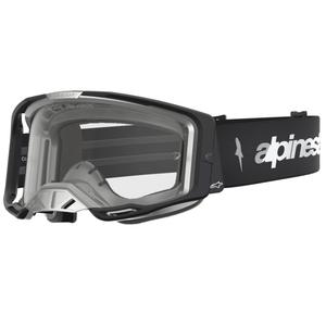 Gogle motocrossowe Alpinestars Vision 8 Amber czarno-srebrne z przezroczystym pleksiglasem