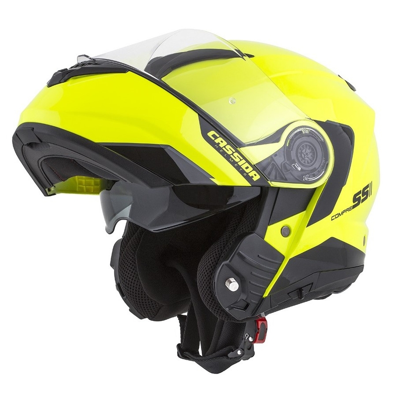 Szczękowy kask motocyklowy Cassida Compress 2.0 Refraction czarno-fluo żółty