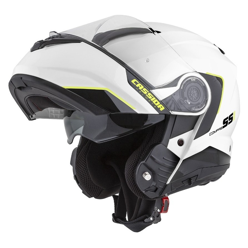 Szczękowy kask motocyklowy Cassida Compress 2.0 Refraction biało-czarno-fluo żółty