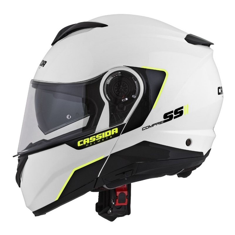 Szczękowy kask motocyklowy Cassida Compress 2.0 Refraction biało-czarno-fluo żółty