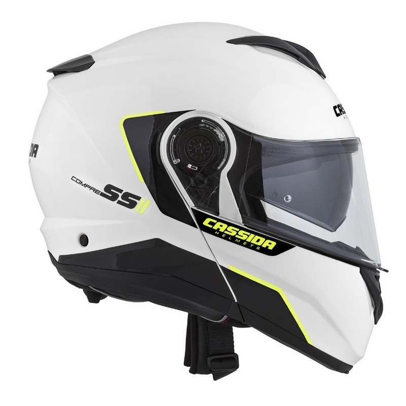 Szczękowy kask motocyklowy Cassida Compress 2.0 Refraction biało-czarno-fluo żółty