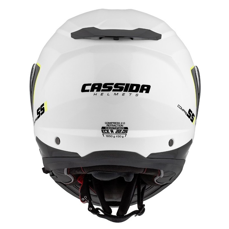 Szczękowy kask motocyklowy Cassida Compress 2.0 Refraction biało-czarno-fluo żółty