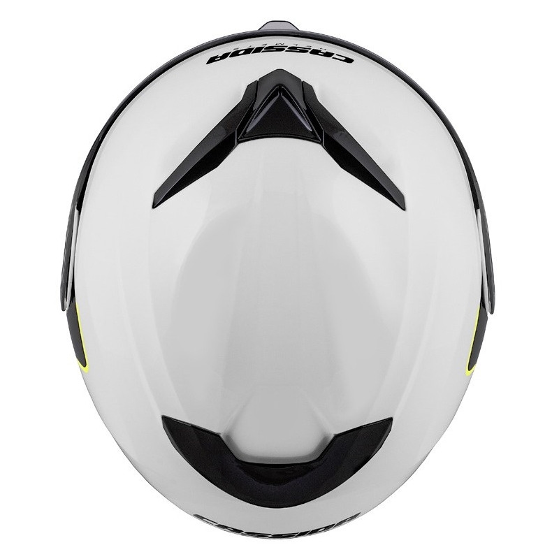 Szczękowy kask motocyklowy Cassida Compress 2.0 Refraction biało-czarno-fluo żółty